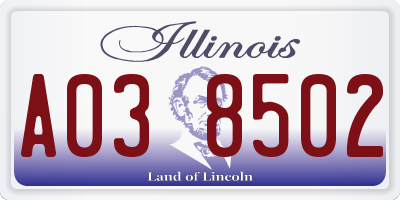 IL license plate A038502