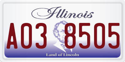 IL license plate A038505