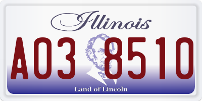 IL license plate A038510