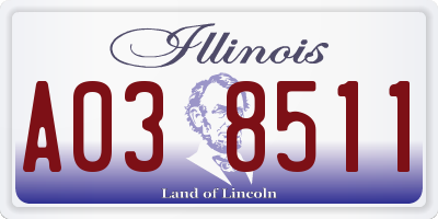 IL license plate A038511