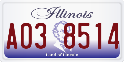 IL license plate A038514