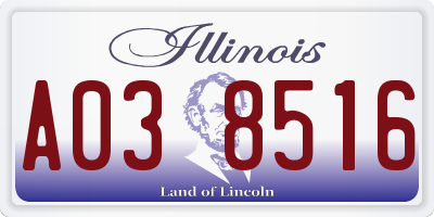 IL license plate A038516