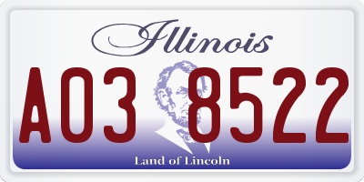 IL license plate A038522