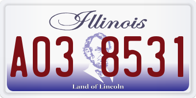 IL license plate A038531