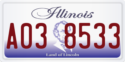 IL license plate A038533