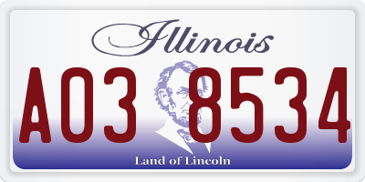 IL license plate A038534