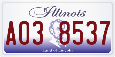 IL license plate A038537