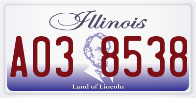 IL license plate A038538