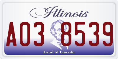 IL license plate A038539