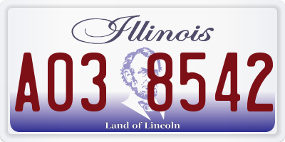 IL license plate A038542
