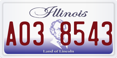 IL license plate A038543