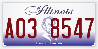 IL license plate A038547