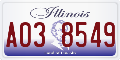 IL license plate A038549