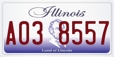 IL license plate A038557