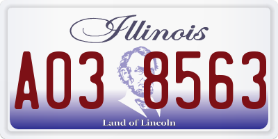 IL license plate A038563
