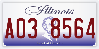 IL license plate A038564