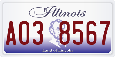 IL license plate A038567