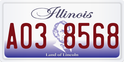 IL license plate A038568