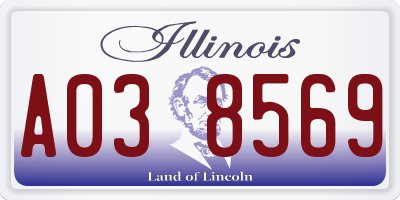 IL license plate A038569