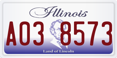 IL license plate A038573