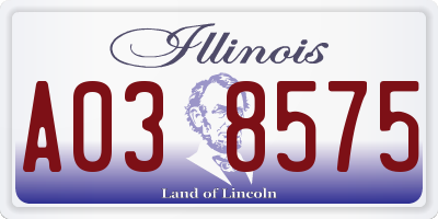 IL license plate A038575