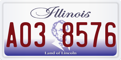IL license plate A038576