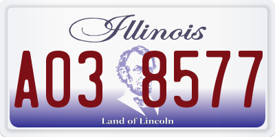 IL license plate A038577