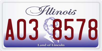 IL license plate A038578