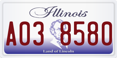 IL license plate A038580