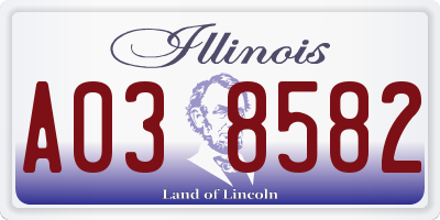 IL license plate A038582