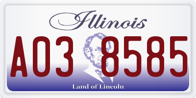 IL license plate A038585