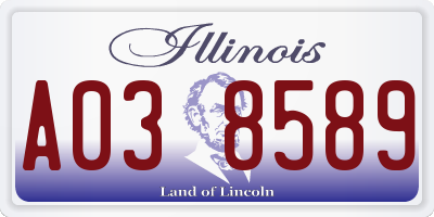 IL license plate A038589