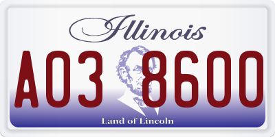 IL license plate A038600