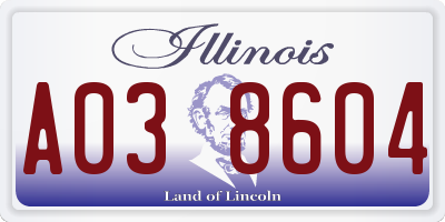 IL license plate A038604