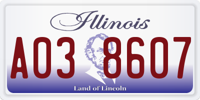 IL license plate A038607