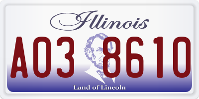 IL license plate A038610