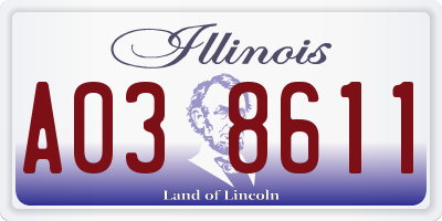 IL license plate A038611