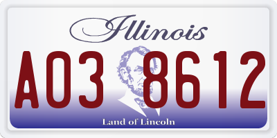 IL license plate A038612