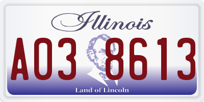 IL license plate A038613