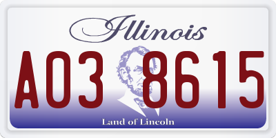 IL license plate A038615