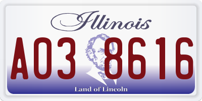 IL license plate A038616