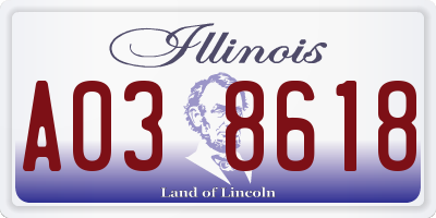 IL license plate A038618