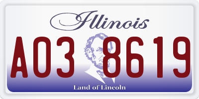 IL license plate A038619