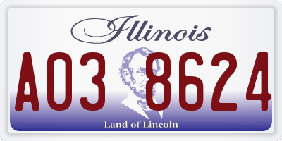 IL license plate A038624
