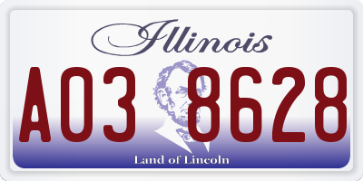 IL license plate A038628