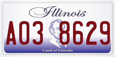 IL license plate A038629