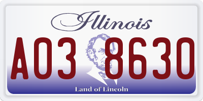 IL license plate A038630