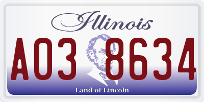 IL license plate A038634
