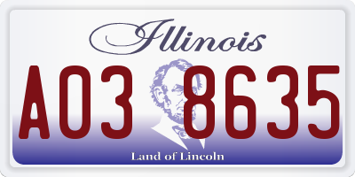 IL license plate A038635