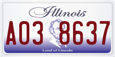 IL license plate A038637